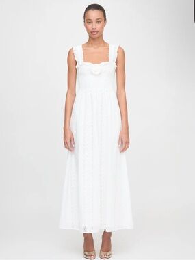 Hill House The Rosetta Nap Dress - White Broderie Voile